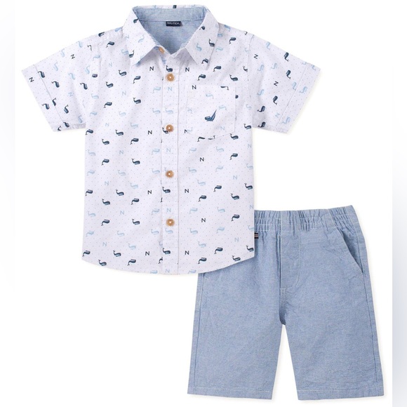 Nautica Short Sleeve Shirt and Shorts Matching Outfit Set Size 3T - Picture 1 of 16